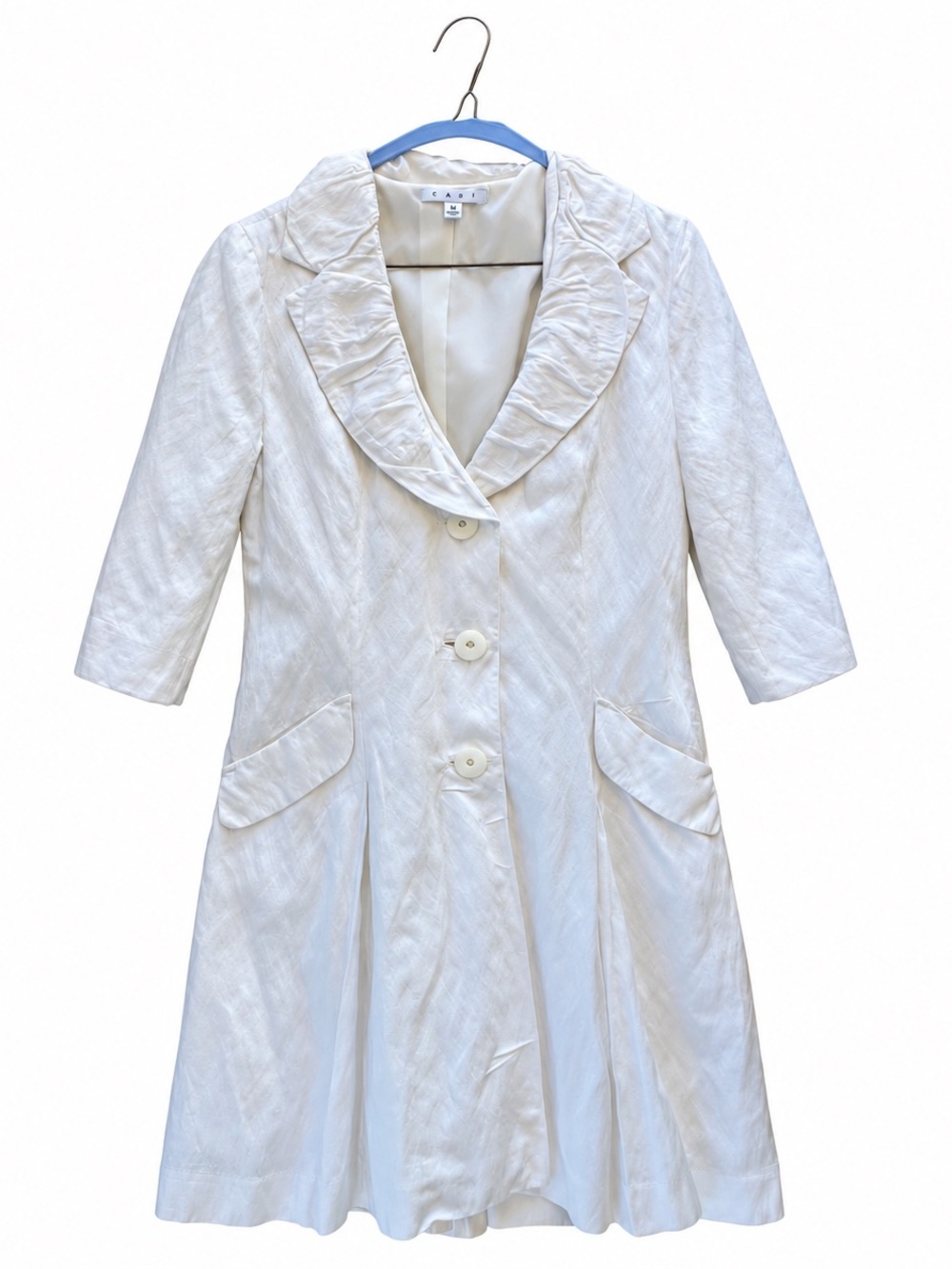 Cabi Artist Coat Style 405 Alabaster White Textured Longline Jacket M